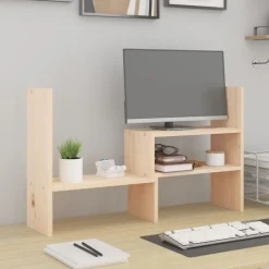 vidaXL Support pour moniteur (39-72)x17x43 cm Bois de pin solide
