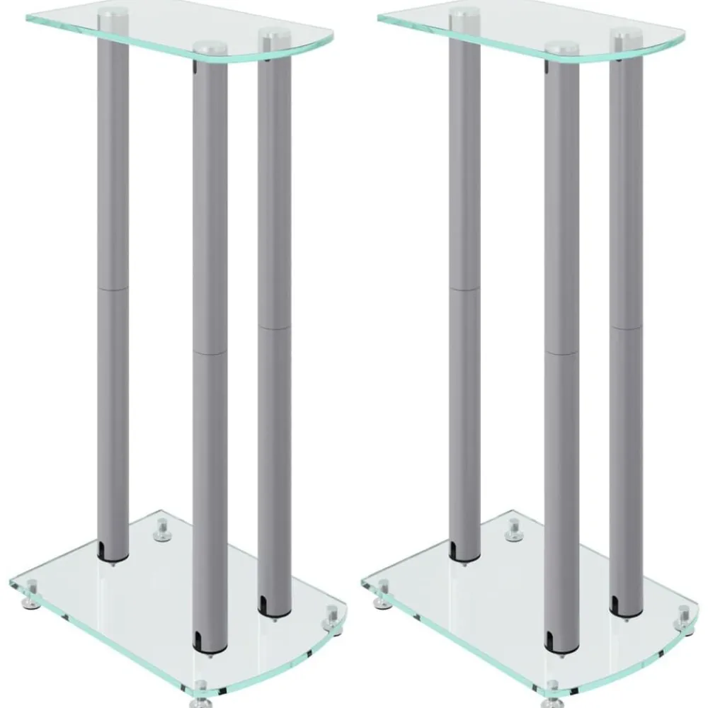vidaXL Supports de haut-parleurs 2 pcs é verre trempé 3 piliers