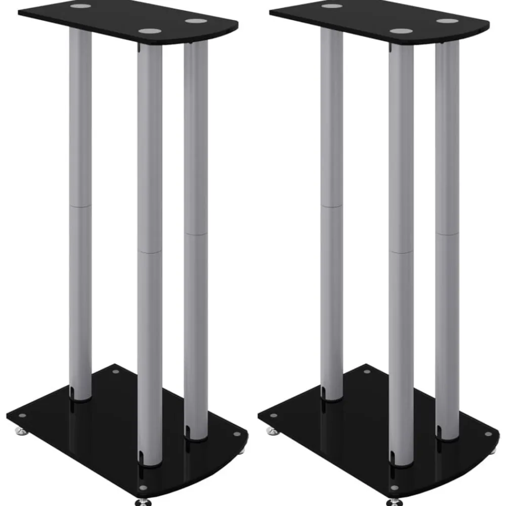 Appareils Électroniques-vidaXL Supports de haut-parleurs 2 pcs noir/argenté 3 piliers Noir et argenté