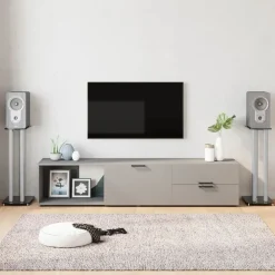 Appareils Électroniques-vidaXL Supports de haut-parleurs 2 pcs noir/argenté 3 piliers Noir et argenté