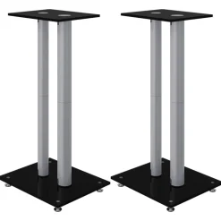 vidaXL Supports de haut-parleurs 2 pcs noir/argenté 2 piliers