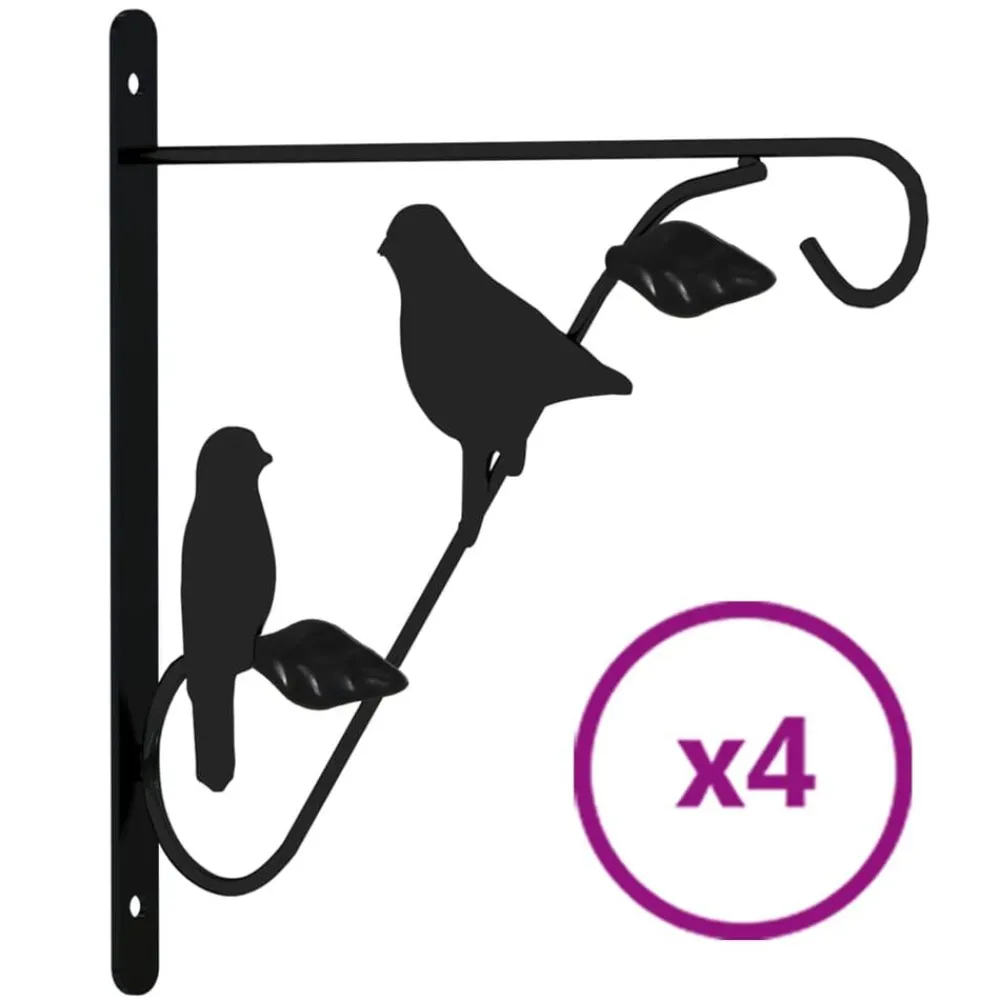 Pelouses & Jardins-vidaXL Supports de panier suspendu 4 pcs noir acier