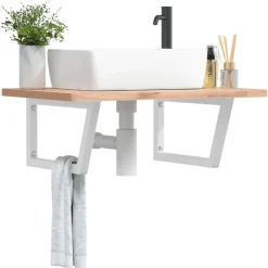 Accessoires De Quincaillerie-vidaXL Supports d'étagères pour lavabo 2 pcs trapèze acier Blanc