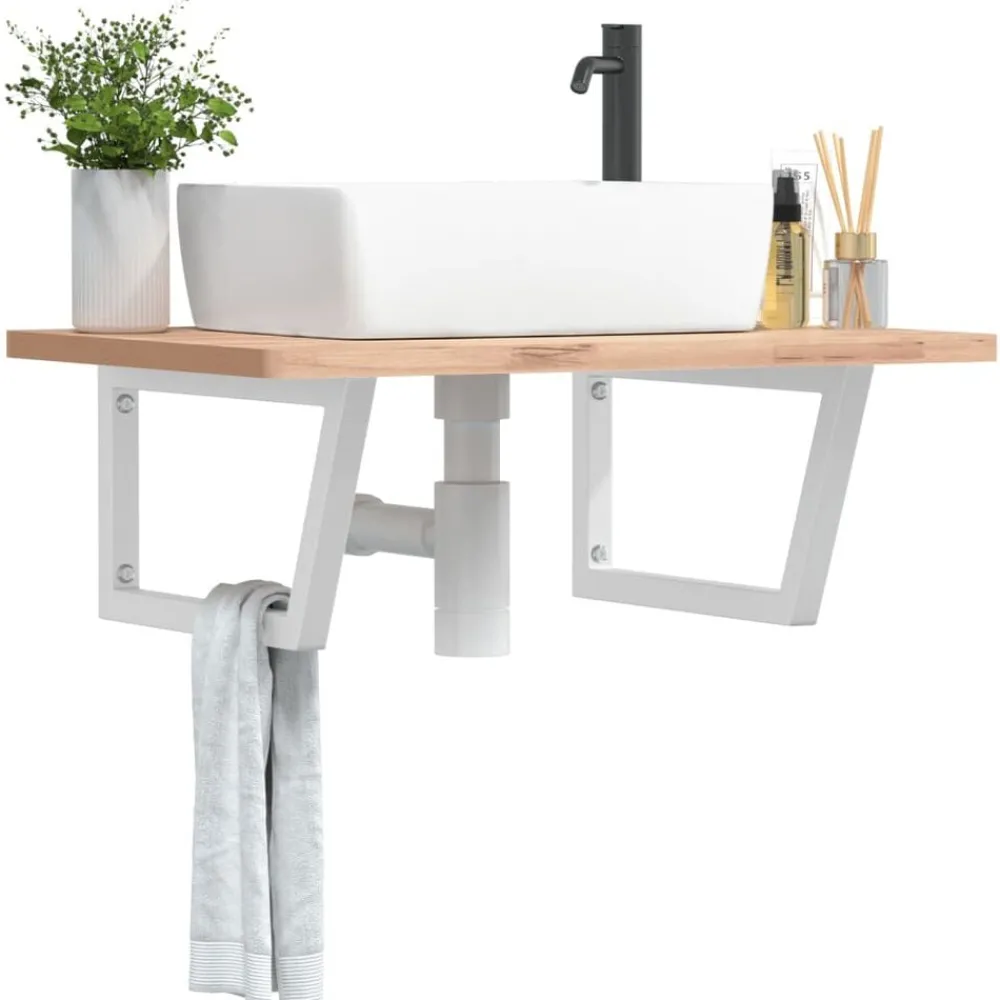 Accessoires De Quincaillerie-vidaXL Supports d'étagères pour lavabo 2 pcs trapèze acier Blanc
