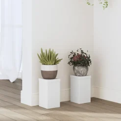 Pelouses & Jardins-vidaXL Supports pour plantes 2 pcs 10x10x18 cm bois d'ingénierie Blanc
