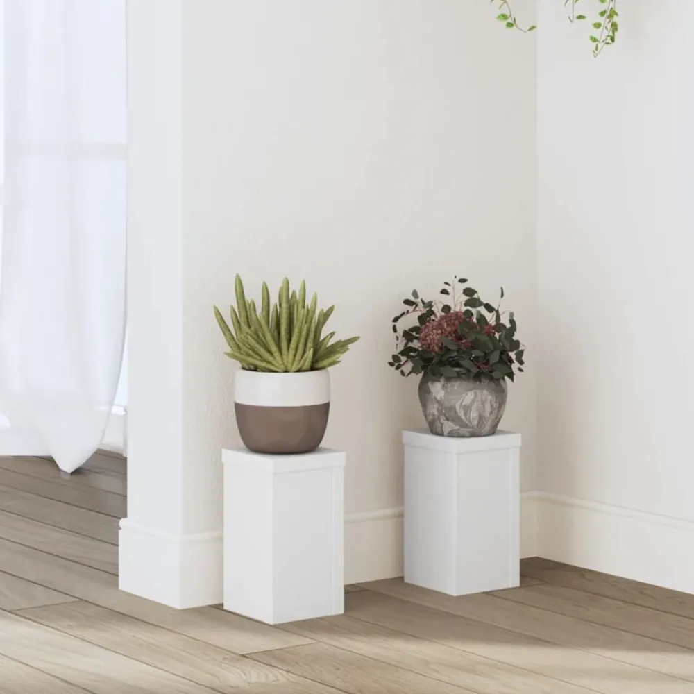 Pelouses & Jardins-vidaXL Supports pour plantes 2 pcs 10x10x18 cm bois d'ingénierie Blanc