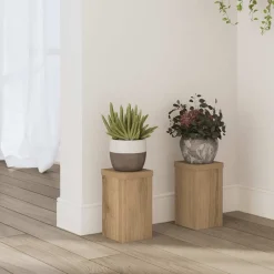 vidaXL Supports pour plantes 2 pcs chêne artisanal bois d'ingénierie