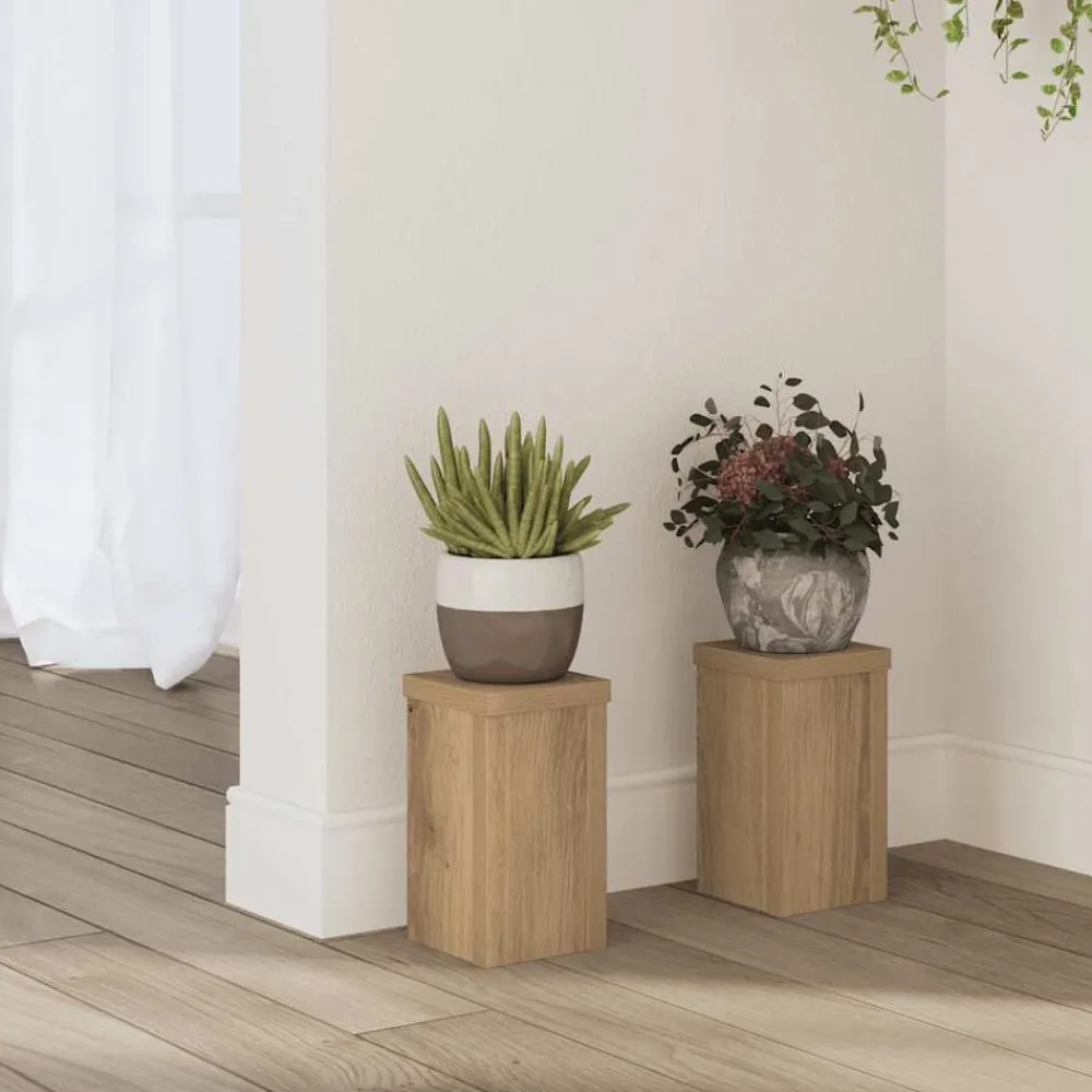 vidaXL Supports pour plantes 2 pcs chêne artisanal bois d'ingénierie