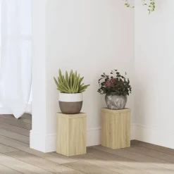 Pelouses & Jardins-vidaXL Supports pour plantes 2 pcs chêne sonoma bois d'ingénierie Ch&ecirc;ne sonoma