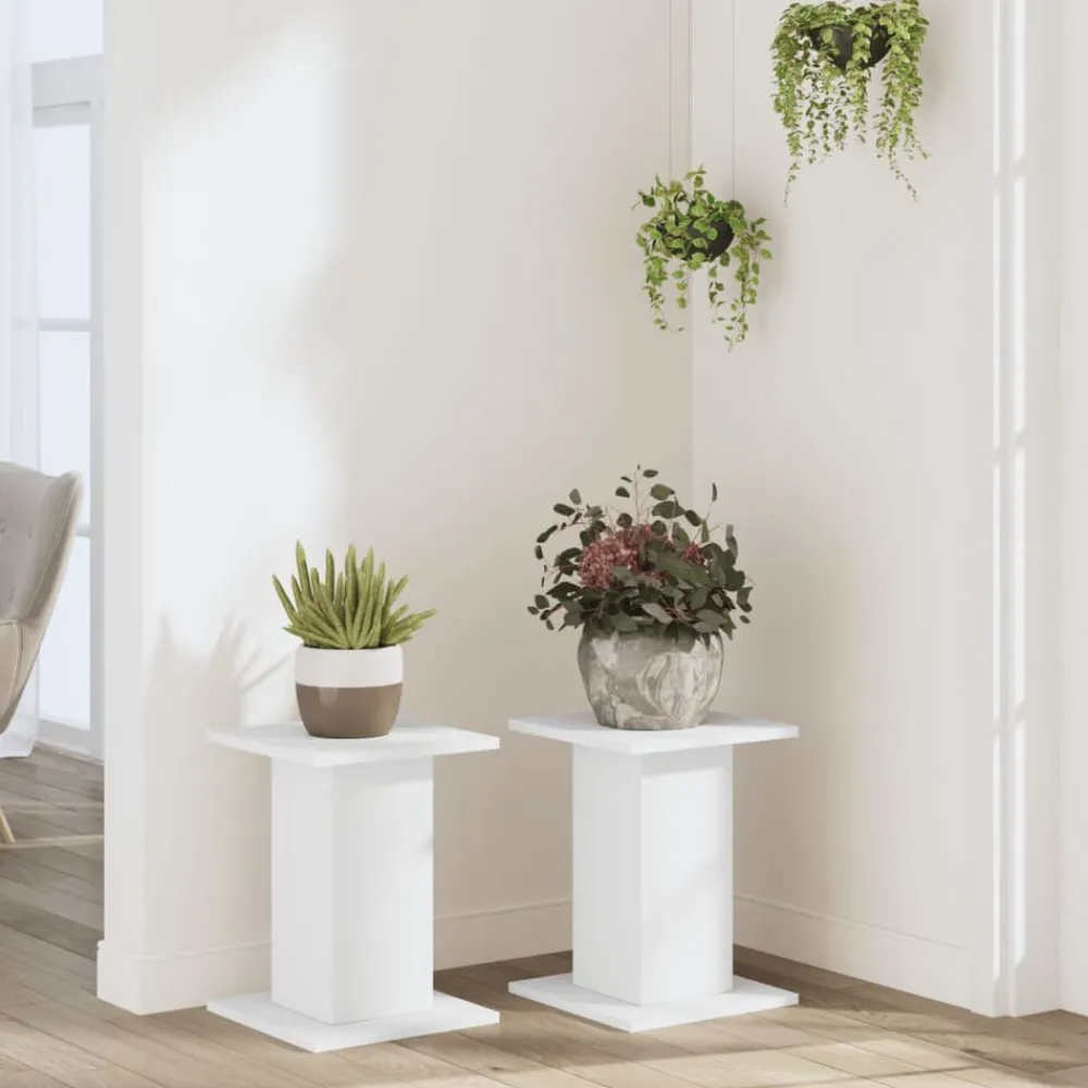 Pelouses & Jardins-vidaXL Supports pour plantes 2 pcs 30x30x40 cm bois d'ingénierie Blanc