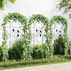 Pelouses & Jardins-vidaXL Supports pour plantes grimpantes 3 pcs Noir 40x100 cm Fer