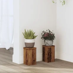 Pelouses & Jardins-vidaXL Supports pour plantes 2 pcs bois d'ingénierie Vieux bois