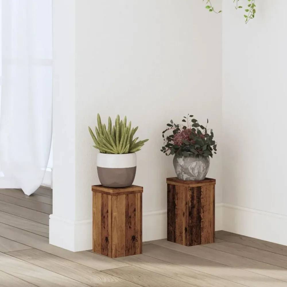 Pelouses & Jardins-vidaXL Supports pour plantes 2 pcs bois d'ingénierie Vieux bois