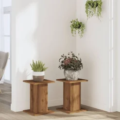 Pelouses & Jardins-vidaXL Supports pour plantes 2 pcs chêne artisanal bois d'ingénierie Chêne