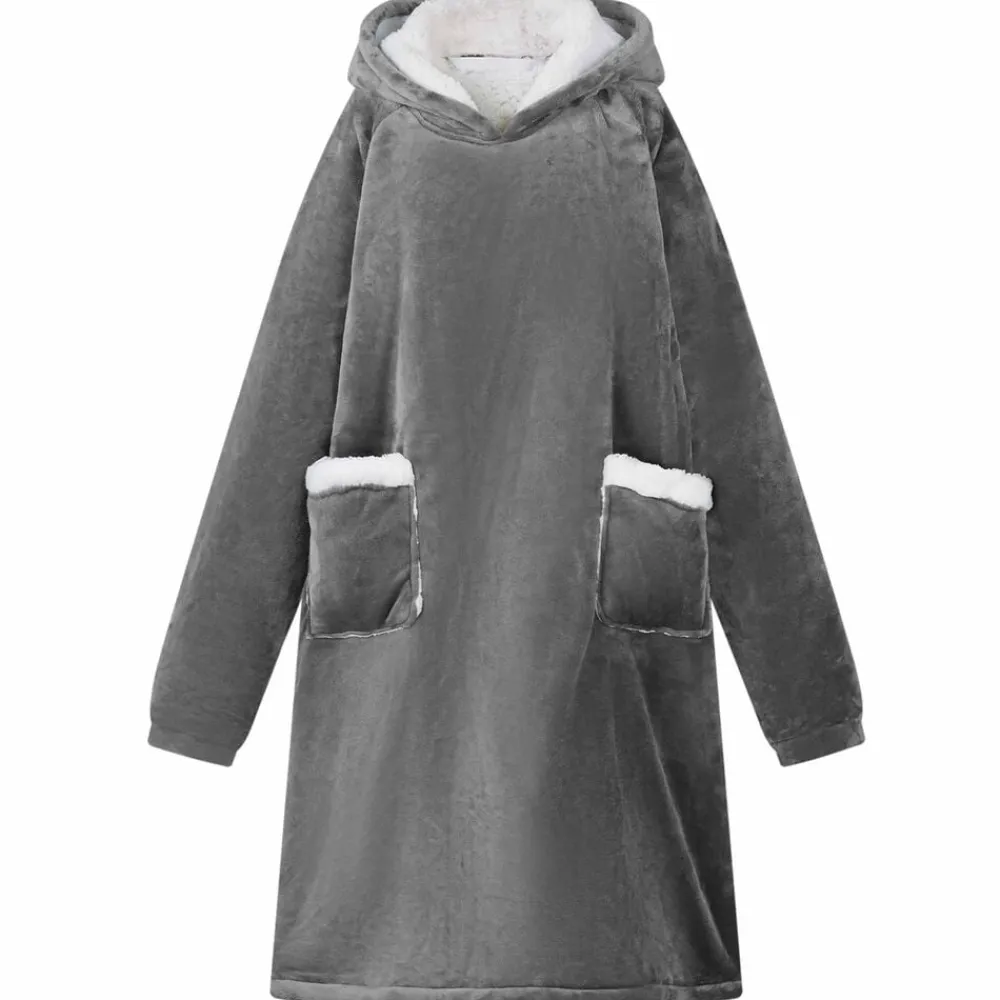 Vêtements & Accessoires-vidaXL Sweat à capuche couverture M Polaire et flanelle Gris foncé
