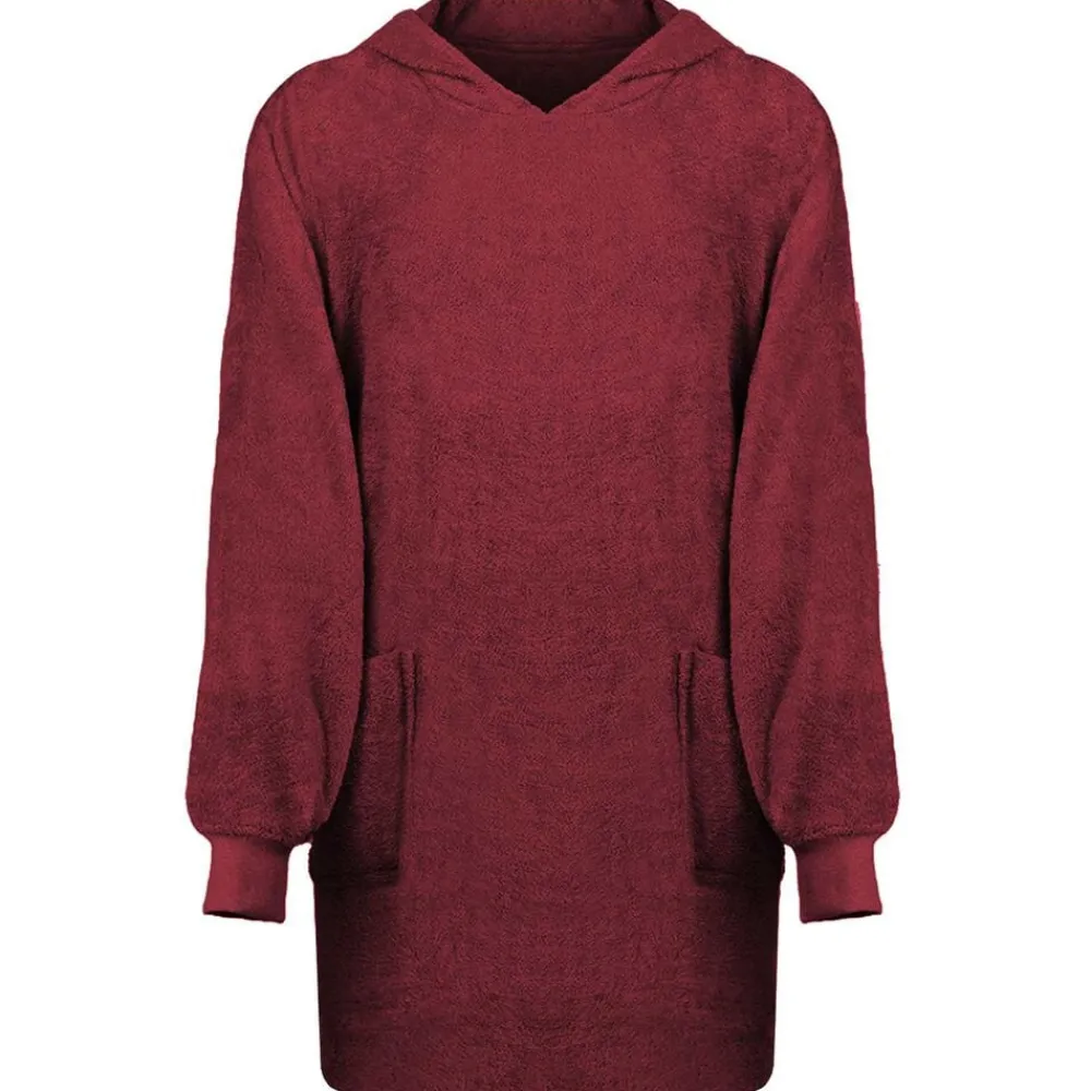 Vêtements & Accessoires-vidaXL Sweat à capuche couverture KINN Rouge L Coton Bordeaux