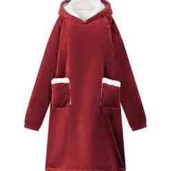 Vêtements & Accessoires-vidaXL Sweat à capuche couverture M Polaire et flanelle Rouge bordeaux