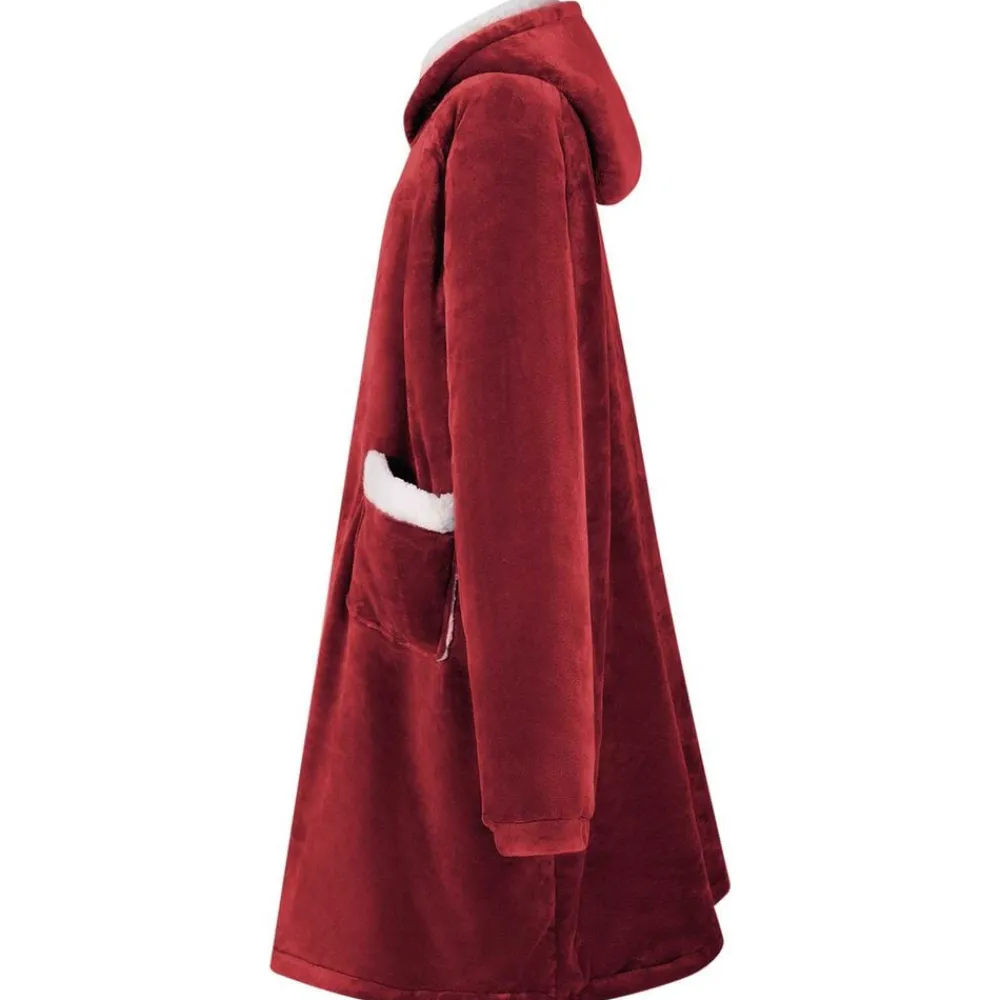 Vêtements & Accessoires-vidaXL Sweat à capuche couverture M Polaire et flanelle Rouge bordeaux
