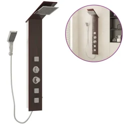 Plomberie-vidaXL Système de panneau de douche Verre Marron