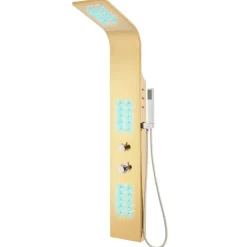 Plomberie-vidaXL Système de panneau de douche acier inoxydable doré incurvé