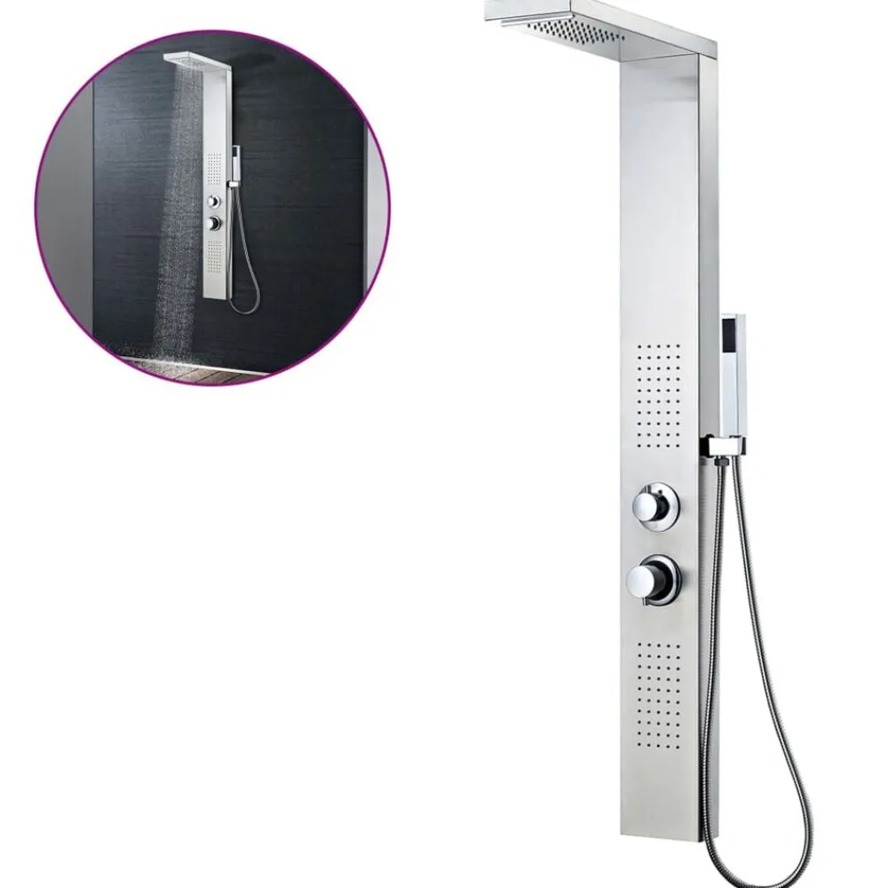 vidaXL Système de panneau de douche Acier inoxydable Carré