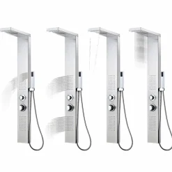 vidaXL Système de panneau de douche Acier inoxydable Carré