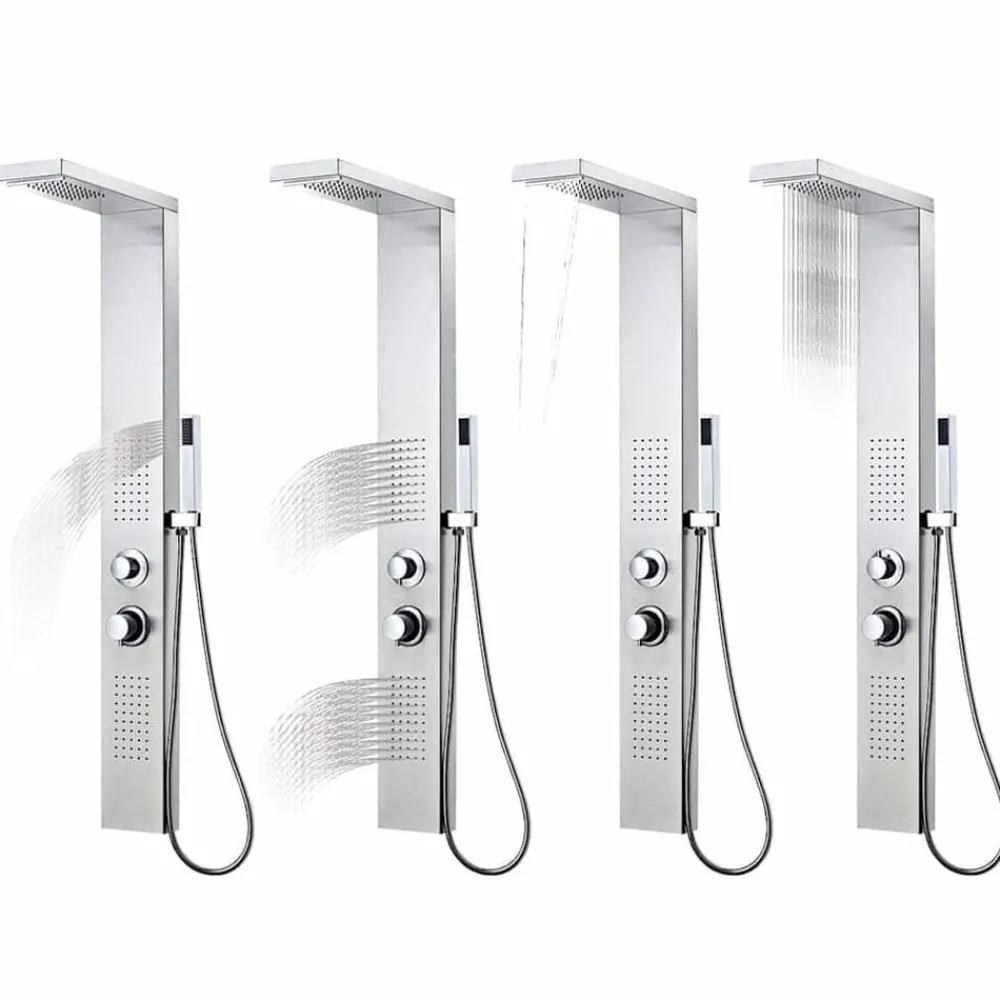 vidaXL Système de panneau de douche Acier inoxydable Carré