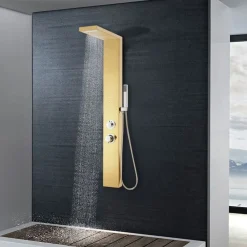 vidaXL Système de panneau de douche Acier inoxydable 201 Doré