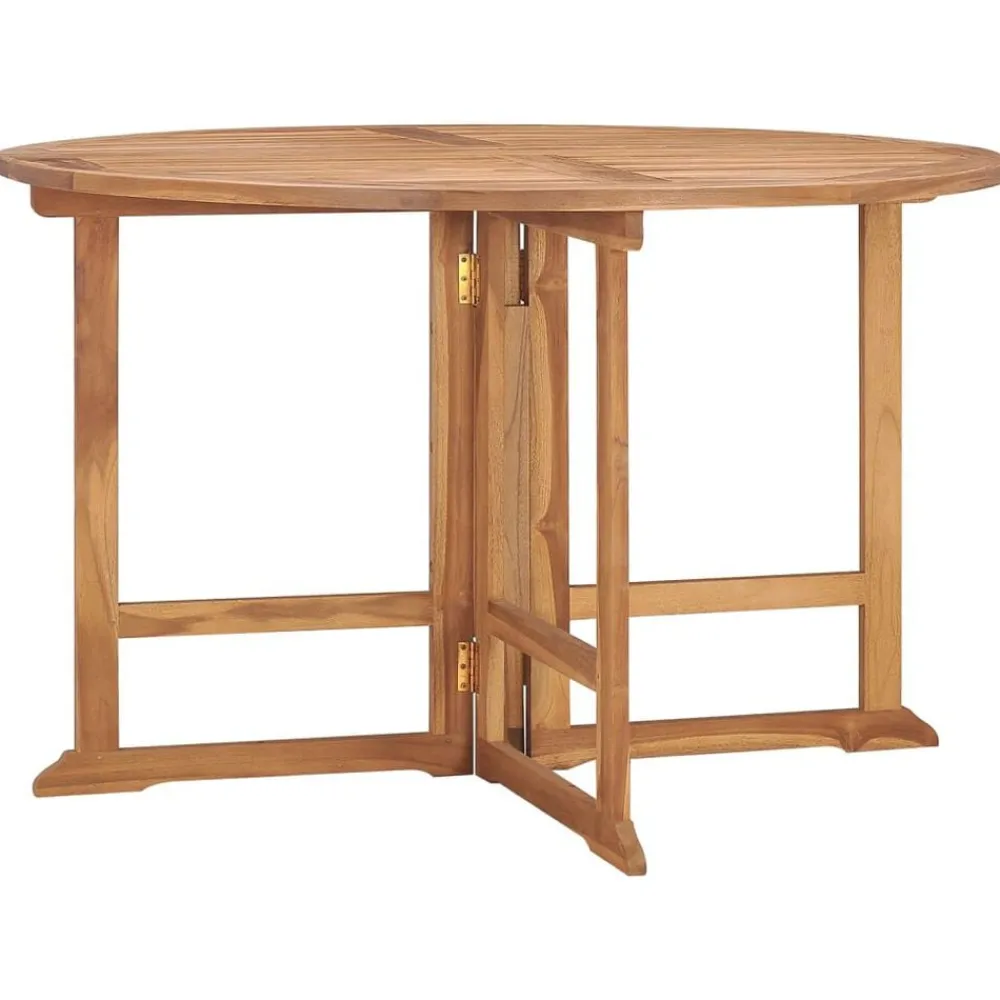 vidaXL Table à dîner de jardin pliable Ø110x75 cm Bois massif de teck