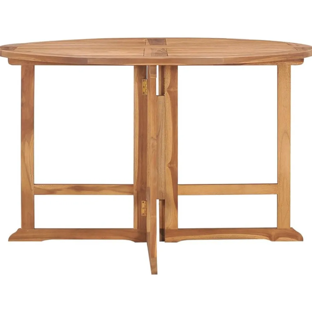 vidaXL Table à dîner de jardin pliable Ø110x75 cm Bois massif de teck