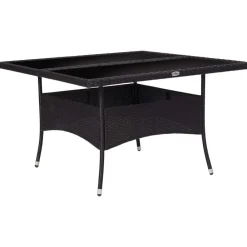 vidaXL Table à dîner d'extérieur Résine tressée et verre