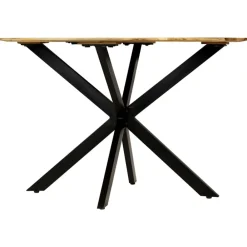 Tables-vidaXL Table à manger Bois de manguier brut massif et acier 120x77 cm