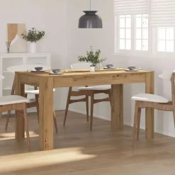 Tables-vidaXL Table à manger chêne artisanal 140x74,5x76 cm bois d'ingénierie ch&ecirc;ne artisanal