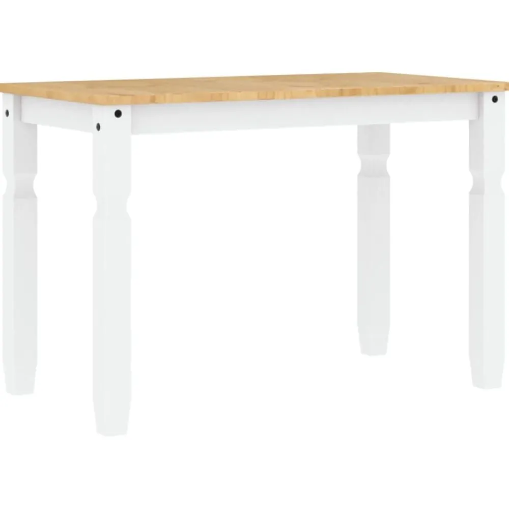 Tables-vidaXL Table à manger Corona 112x60x75 cm bois massif de pin Blanc