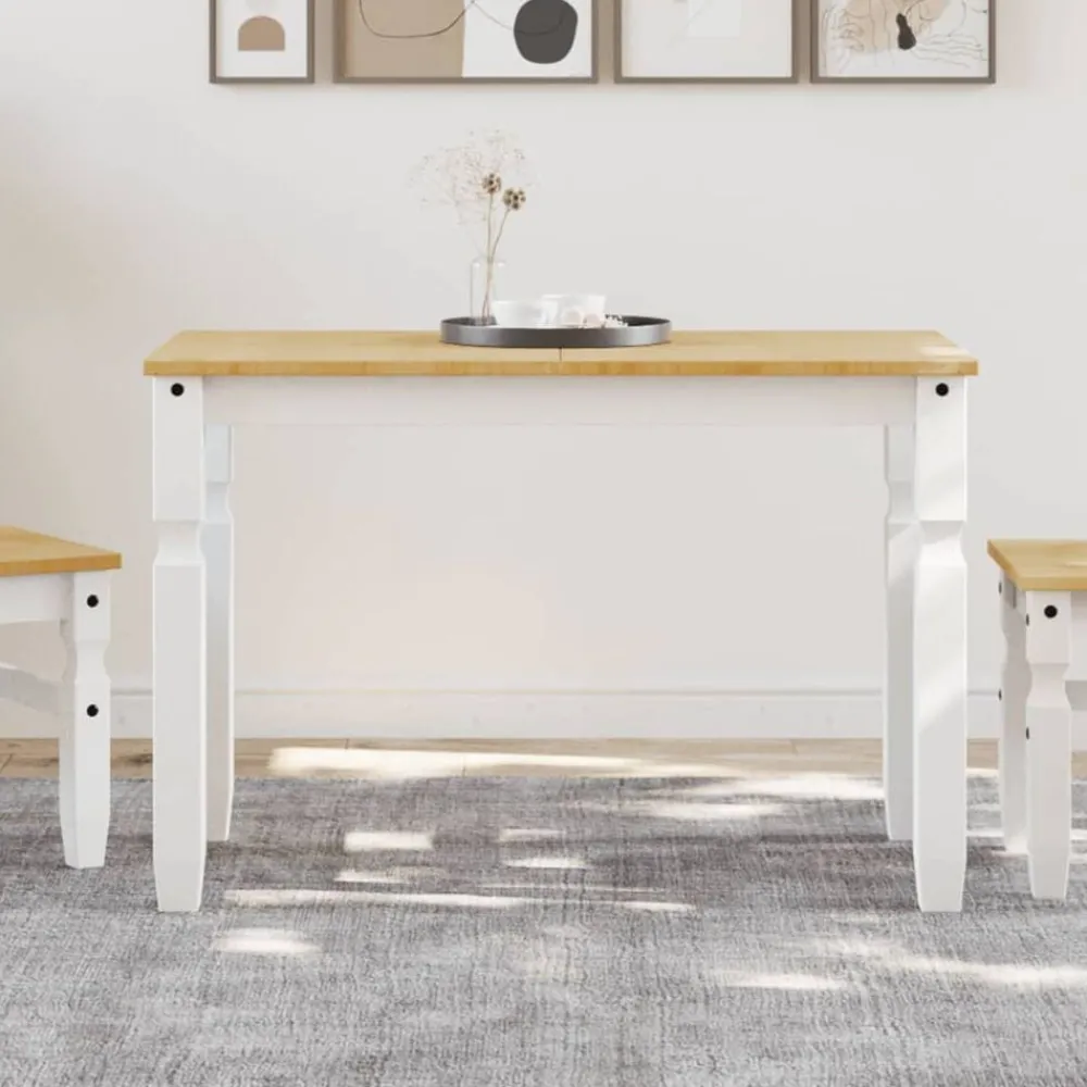 Tables-vidaXL Table à manger Corona 112x60x75 cm bois massif de pin Blanc