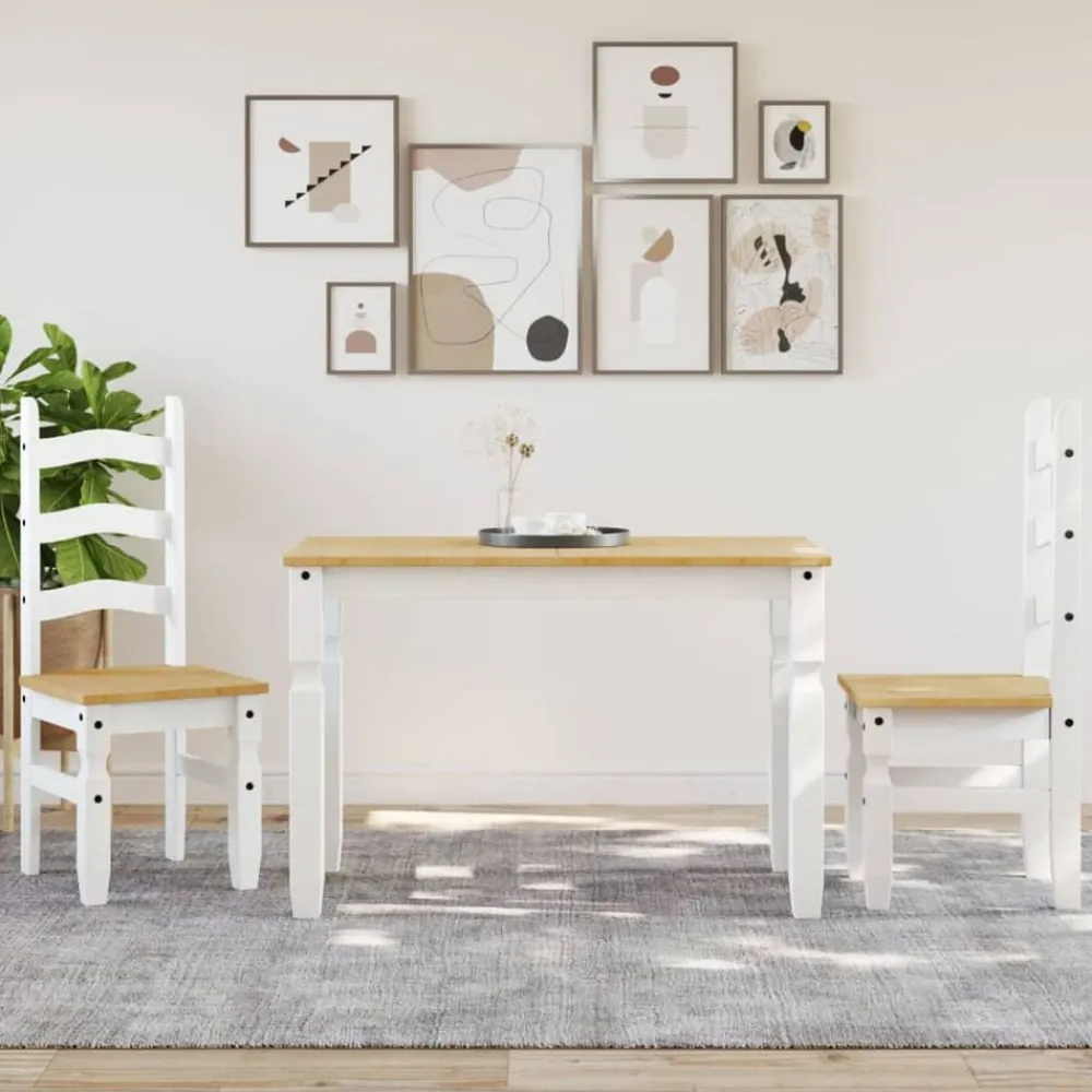 Tables-vidaXL Table à manger Corona 112x60x75 cm bois massif de pin Blanc