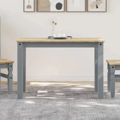 Tables-vidaXL Table à manger PANAMA 112x60x75 cm bois massif de pin Gris