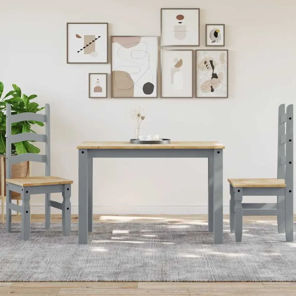 Tables-vidaXL Table à manger PANAMA 112x60x75 cm bois massif de pin Gris