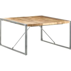 vidaXL Table à manger 140x140x75 cm Bois de manguier brut