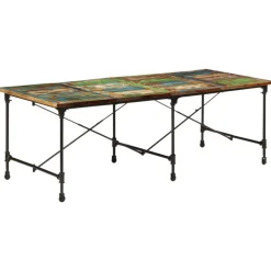 Tables-vidaXL Table à manger 220x90x77 cm bois massif de récupération Multicolore