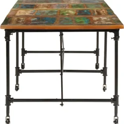 Tables-vidaXL Table à manger 220x90x77 cm bois massif de récupération Multicolore