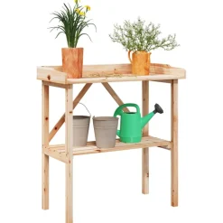 vidaXL Table à plantes avec étagère 78x38x82,5 cm bois de sapin solide