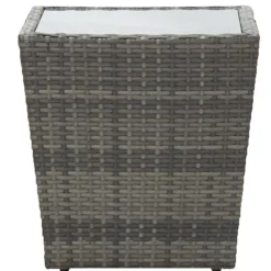 Mobilier De Jardin-vidaXL Table à thé 41,5x41,5x43 cm Résine tressée et verre trempé Gris