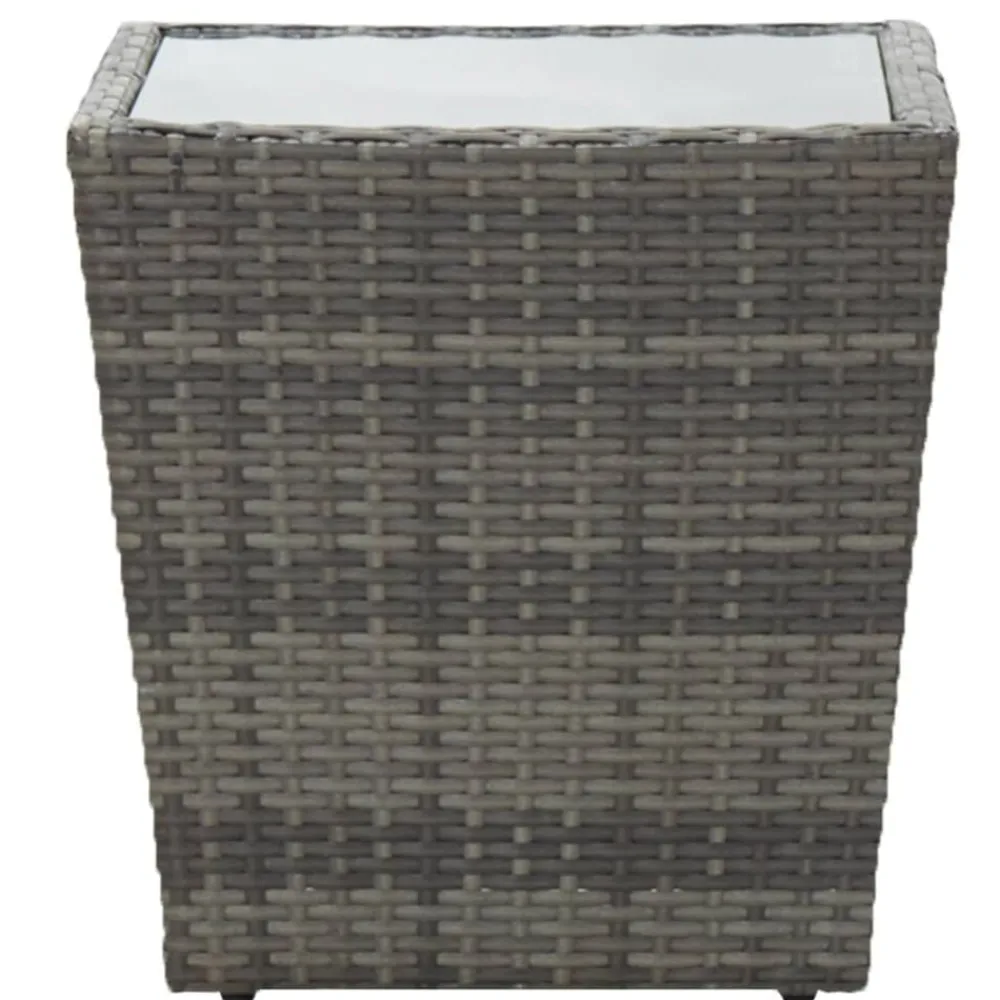 Mobilier De Jardin-vidaXL Table à thé 41,5x41,5x43 cm Résine tressée et verre trempé Gris