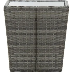Mobilier De Jardin-vidaXL Table à thé 41,5x41,5x43 cm Résine tressée et verre trempé Gris