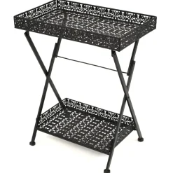 vidaXL Table à thé pliante Style vintage Métal 58 x 35 x 72 cm Noir