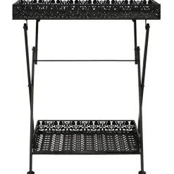 vidaXL Table à thé pliante Style vintage Métal 58 x 35 x 72 cm Noir