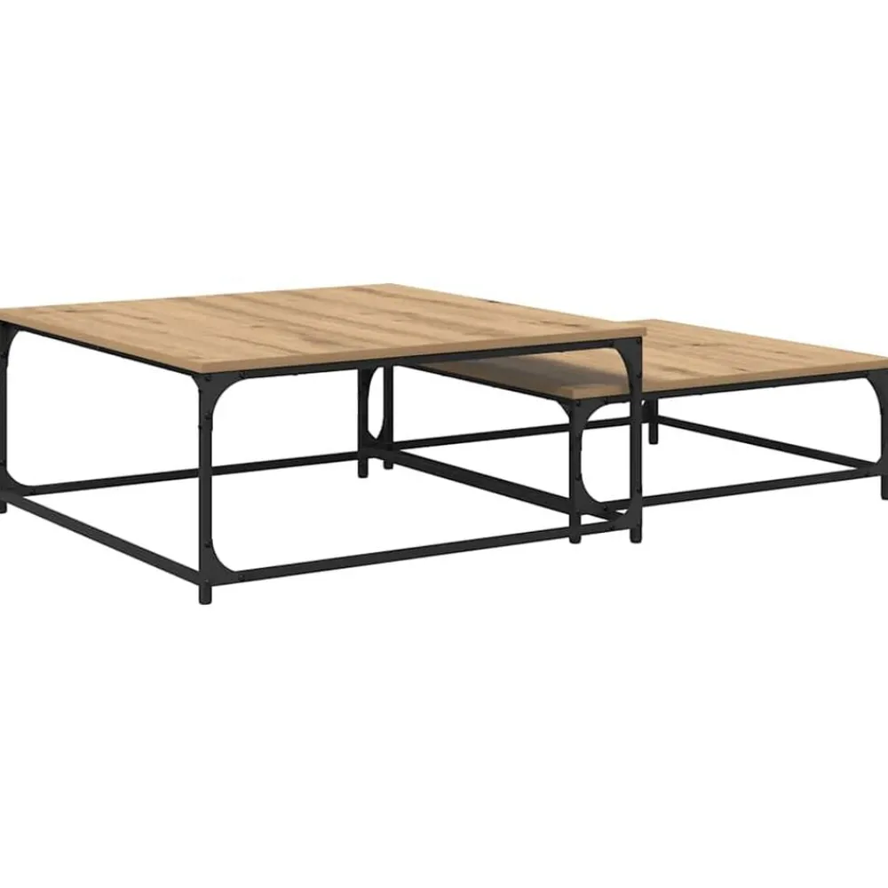 vidaXL Table basse 2 pcs Chêne artisanal Bois d'ingénierie