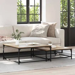 vidaXL Table basse 2 pcs Chêne artisanal Bois d'ingénierie