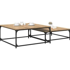 vidaXL Table basse 2 pcs Chêne artisanal Bois d'ingénierie